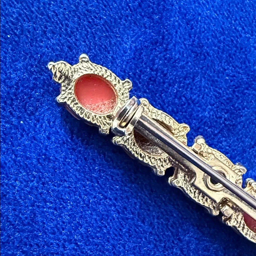 Vintage Scarab Cabochon Bar Pin - Multicolor
